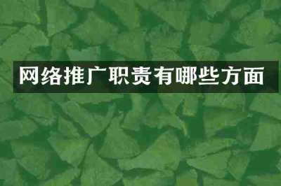 网络推广职责有哪些方面