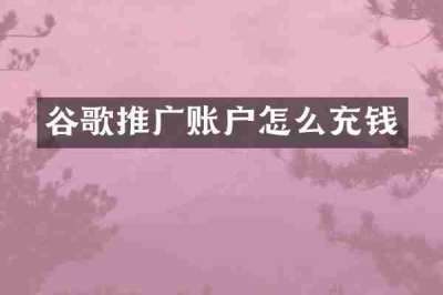 谷歌推广账户怎么充钱