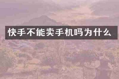 快手不能卖手机吗为什么
