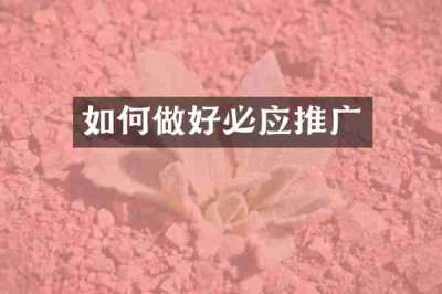 如何做好必应推广