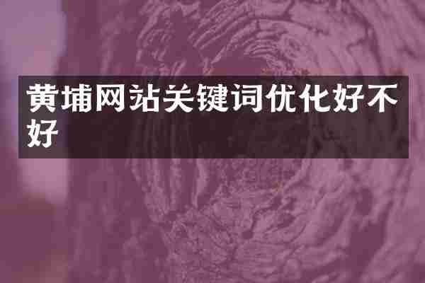 黄埔网站关键词优化好不好