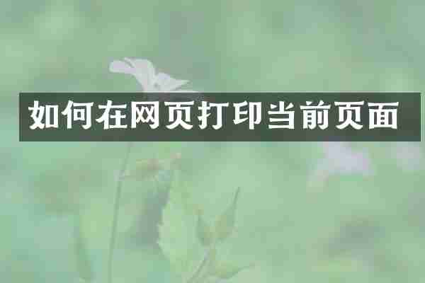 如何在网页打印当前页面
