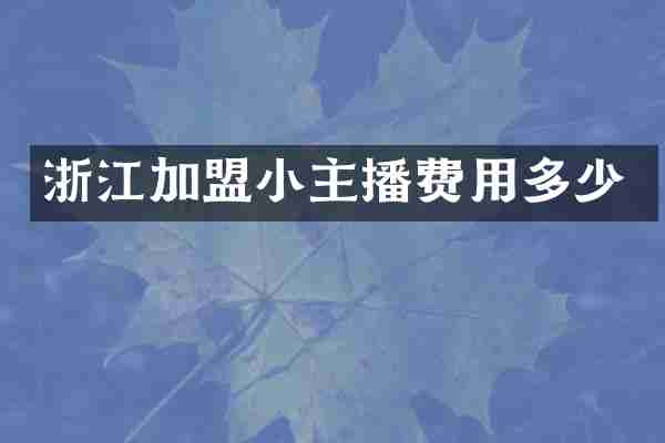 浙江加盟小主播费用多少