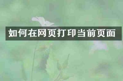 如何在网页打印当前页面