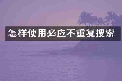 怎样使用必应不重复搜索