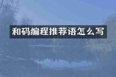 和码编程推荐语怎么写