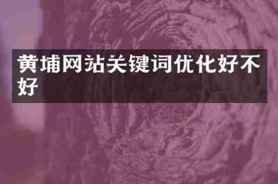黄埔网站关键词优化好不好