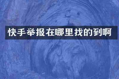 快手举报在哪里找的到啊