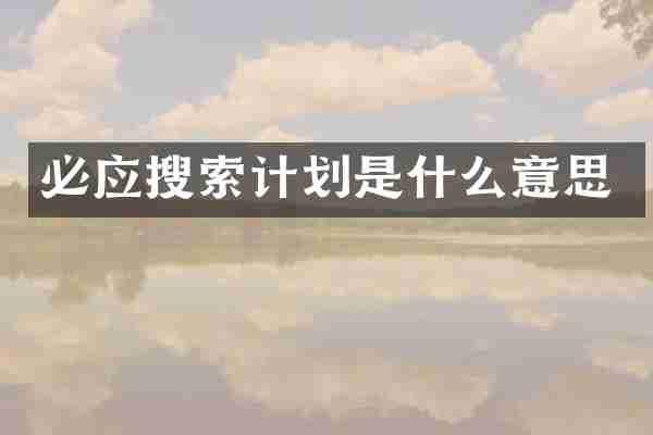 必应搜索计划是什么意思