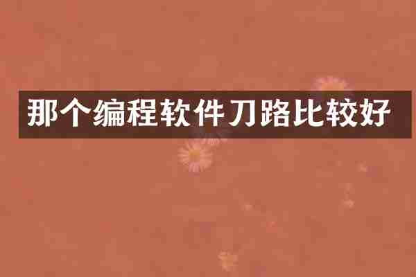 那个编程软件刀路比较好
