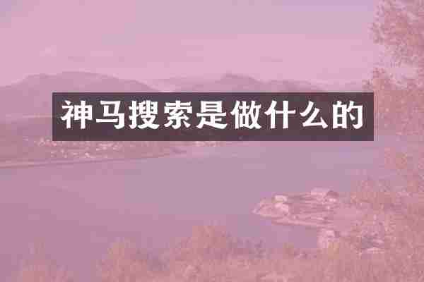 神马搜索是做什么的