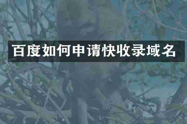 百度如何申请快收录域名