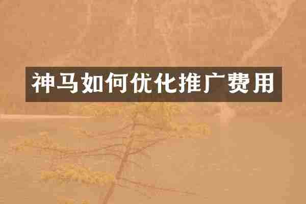 神马如何优化推广费用