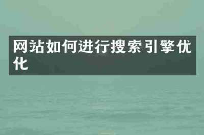 网站如何进行搜索引擎优化
