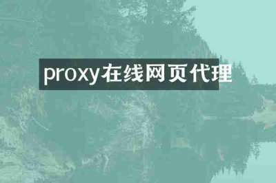 proxy在线网页代理