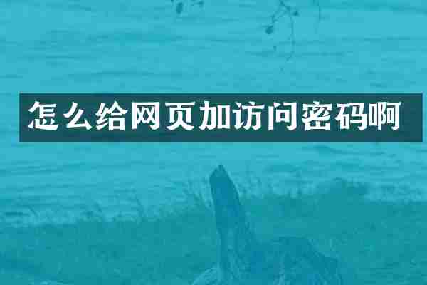 怎么给网页加访问密码啊