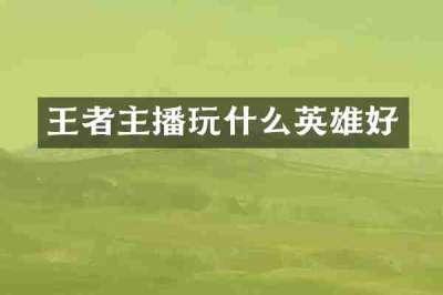 王者主播玩什么英雄好