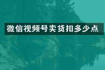 微信视频号卖货扣多少点