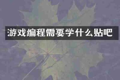 游戏编程需要学什么贴吧