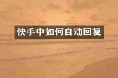 快手中如何自动回复