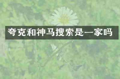 夸克和神马搜索是一家吗