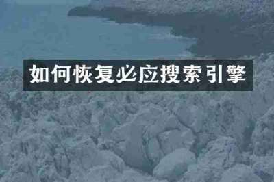 如何恢复必应搜索引擎
