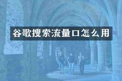 谷歌搜索流量口怎么用