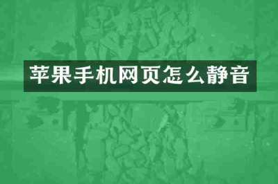 苹果手机网页怎么静音