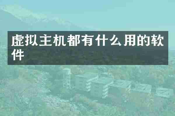 虚拟主机都有什么用的软件