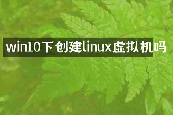 win10下创建linux虚拟机吗