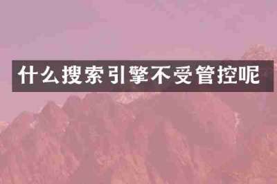 什么搜索引擎不受管控呢