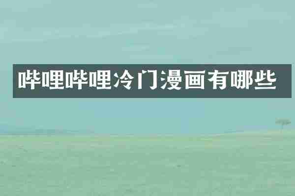 哔哩哔哩冷门漫画有哪些