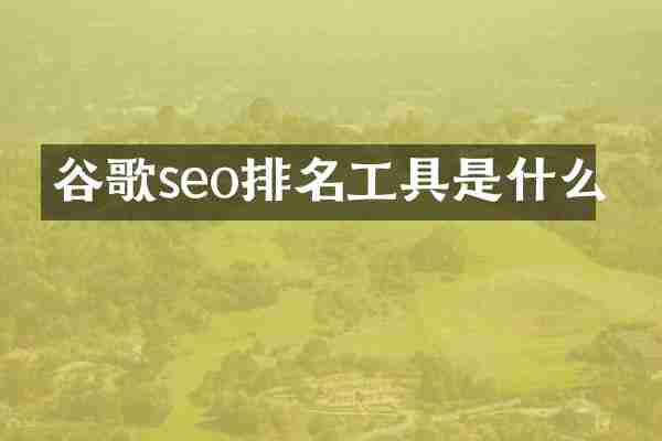谷歌seo排名工具是什么