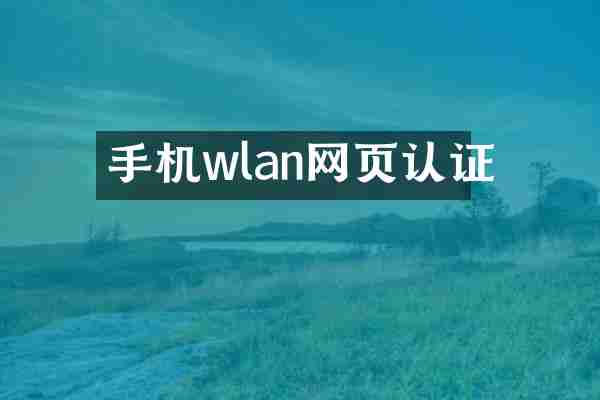 手机wlan网页认证