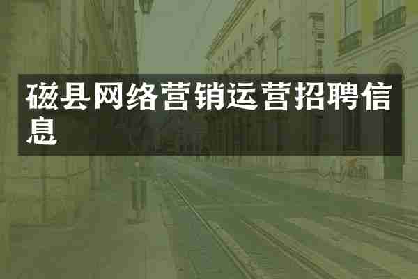 磁县网络营销运营招聘信息