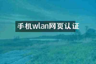 手机wlan网页认证