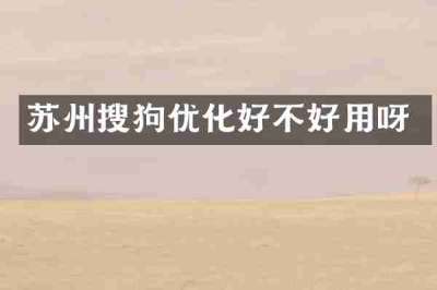 苏州搜狗优化好不好用呀