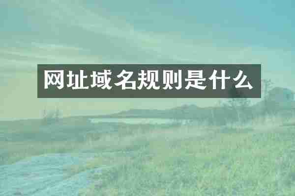网址域名规则是什么