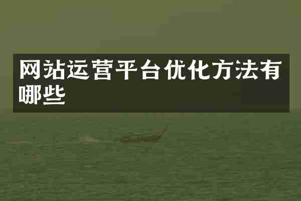 网站运营平台优化方法有哪些