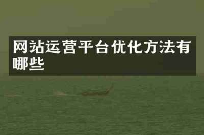 网站运营平台优化方法有哪些