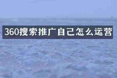 360搜索推广自己怎么运营