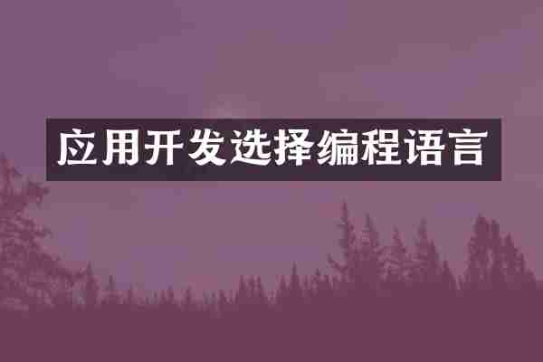 应用开发选择编程语言