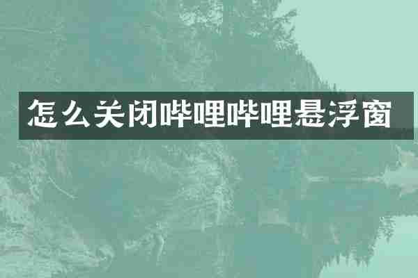 怎么关闭哔哩哔哩悬浮窗