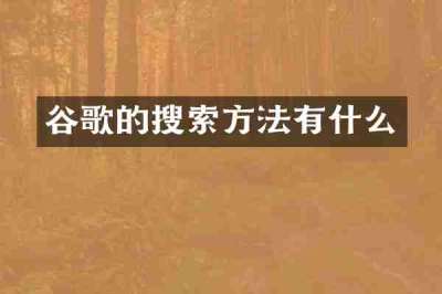 谷歌的搜索方法有什么