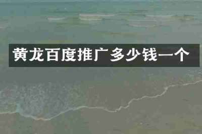 黄龙百度推广多少钱一个
