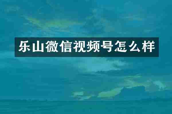 乐山微信视频号怎么样
