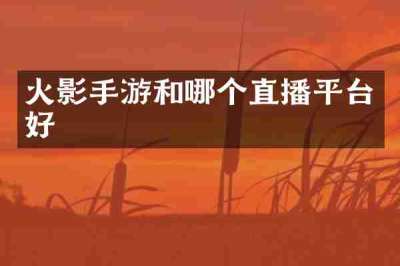 火影手游和哪个直播平台好