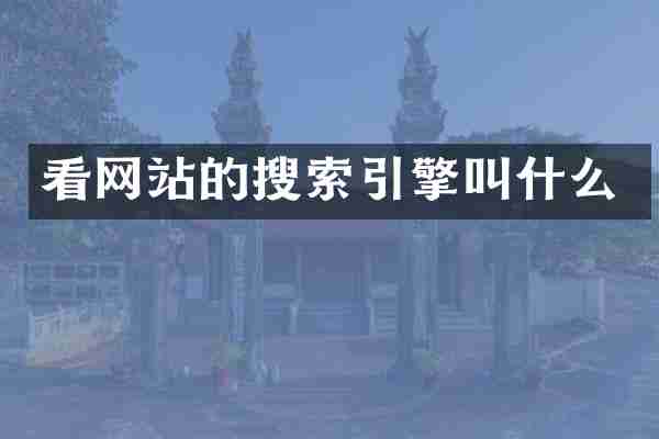 看网站的搜索引擎叫什么