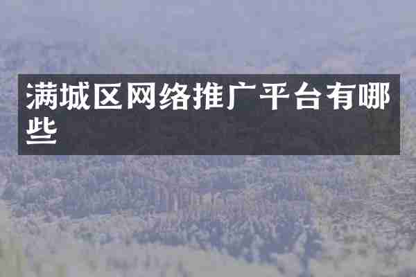 满城区网络推广平台有哪些