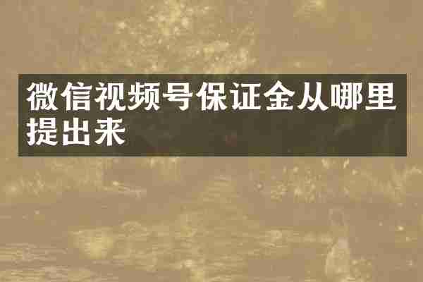 微信视频号保证金从哪里提出来